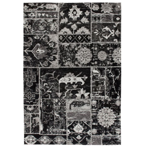 Tapis Imprimé Vintage "River" Gris & Noir 80 x 150 cm (1/4)