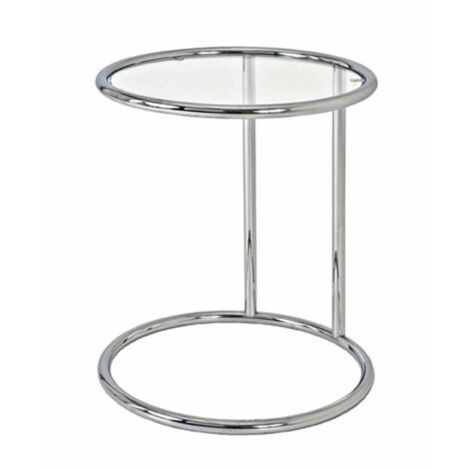 Table d'Appoint en Verre "Blaise" 55cm Argent (1/5)