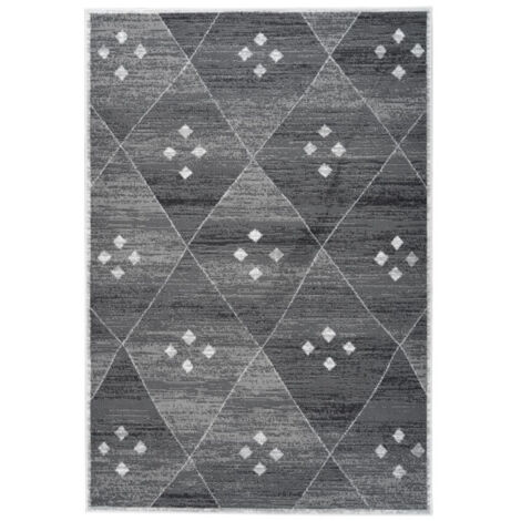 Tapis Géométrique à Poils Courts "Vancouver V" Gris 80 x 150 cm (1/4)