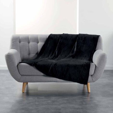 Plaid Uni en Flanelle "Flanou" 125x150cm Noir