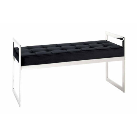Banc Design en Velours "Noja" 100cm Noir (1/4)
