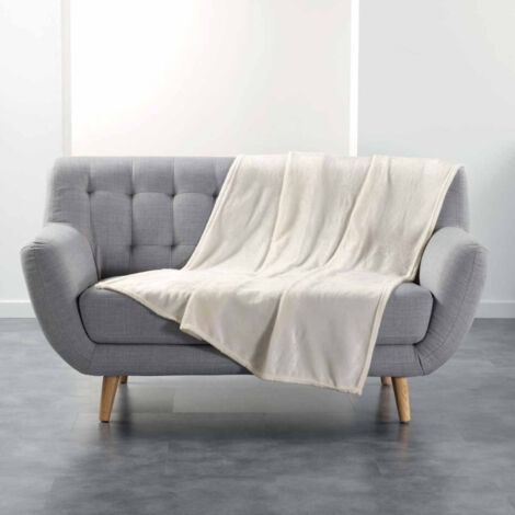 Plaid Uni en Flanelle "Flanou" 125x150cm Naturel (1/4)