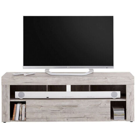 Meuble TV 1 Tiroir Design "Biotin" 150cm Chêne Sable (1/2)