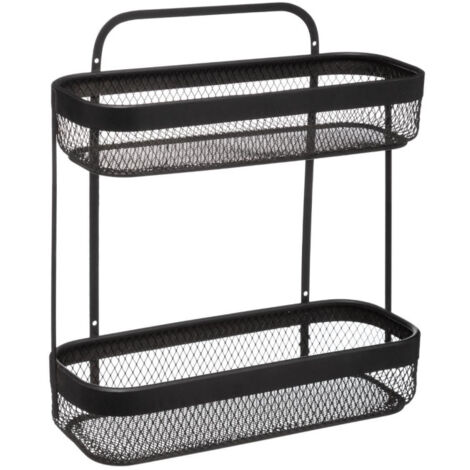 Five Simply Smart – Étagère 2 niveaux 35cm en fer noir – Dimensions L. 31 x l. 12 x H. 35 cm – Design moderne pour intérieur élégant (1/2)