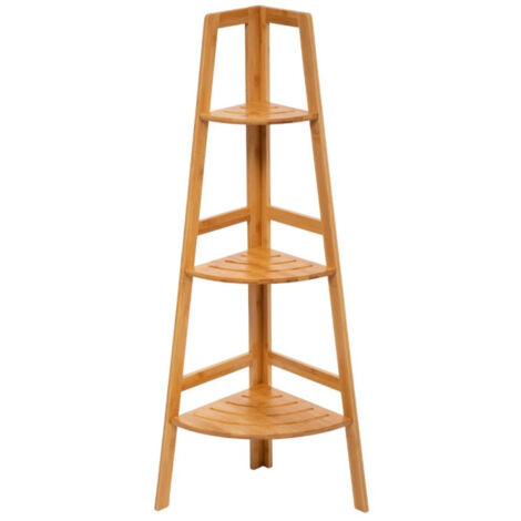 5Five Simply Smart – Étagère d'angle 3 niveaux en bambou 103cm – Charge max 3kg par étagère – À monter soi-même – Design pratique et tendance