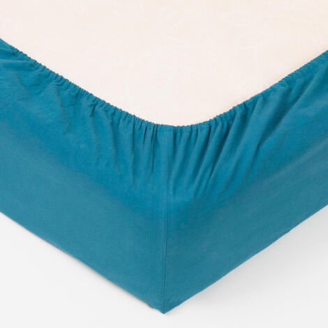 Drap Housse Lavable Coton "Maria" 140x190cm Bleu Canard