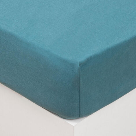Drap Housse Lavable Coton "Maria" 160x200cm Bleu Canard