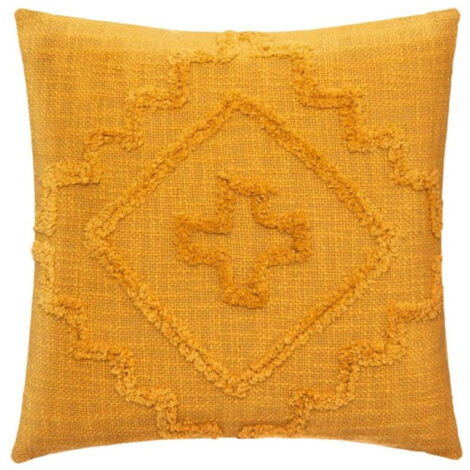 Coussin Déco Tufté "Inca" 40x40cm Ocre (1/5)