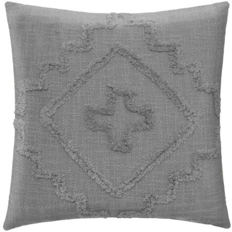 Coussin Déco Tufté "Inca" 40x40cm Gris (1/5)
