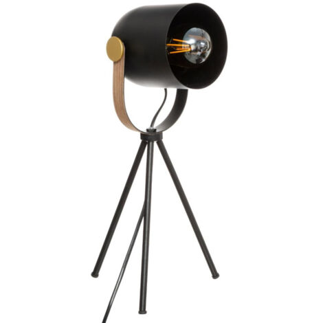Atmosphera – Lampadaire trépied noir 45cm – Fer et polystyrène – Éclairage moderne pour décoration intérieure – Abat-jour D. 12cm