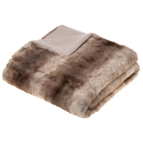 Plaid Imitation Fourrure "Grizzli" 120x160cm Beige (1/4)