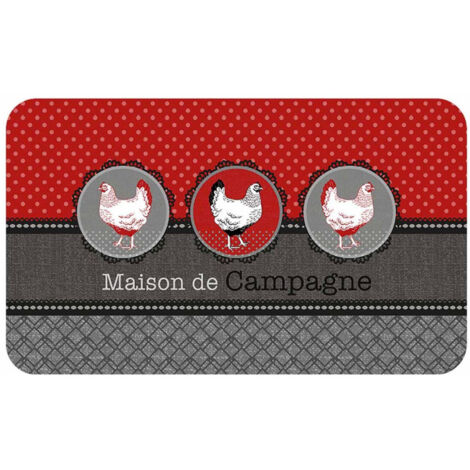 Tapis de Cuisine Imprimé "Auberge" 45x75cm Rouge (1/2)