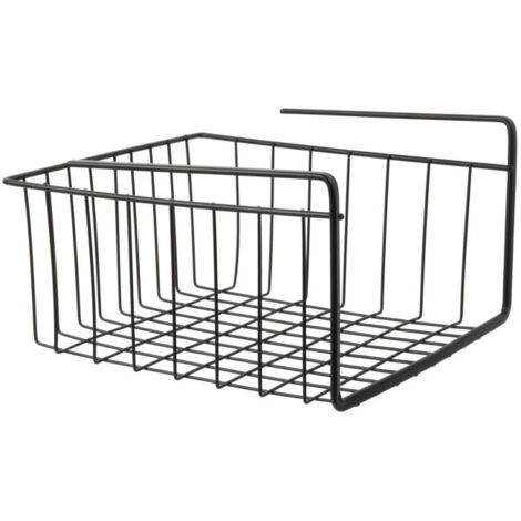 Paris Prix – Panier de rangement suspendu filaire 26cm – Métal noir – Installation sans fixations – Pour cuisine, salle de bain ou bureau