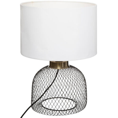 Lampe à Poser Grillage "Emie" 38cm Noir & Blanc (1/3)