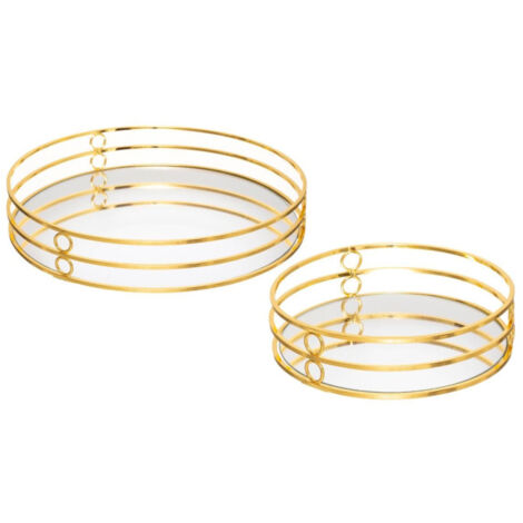 Lot de 2 Plateaux Déco Miroir "Feel" 30cm Or