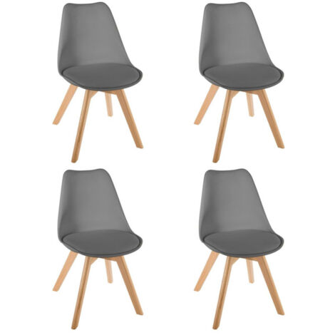 Lot de 4 Chaises Scandinave "Baya" 81cm Gris (1/4)