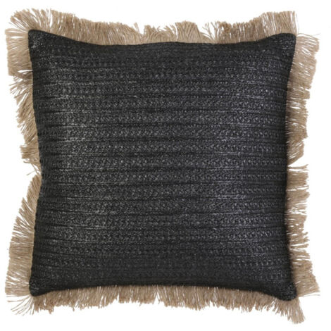 Coussin Déhoussable "Raphia" 40x40cm Noir (1/4)