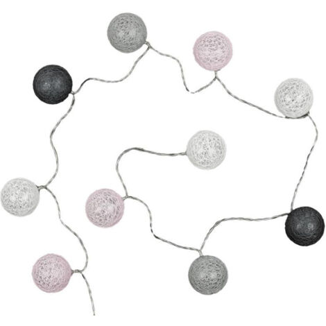 Guirlande Lumineuse à Led "10 Boules" 175cm Gris Rose (1/3)