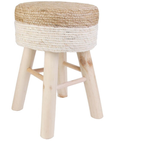 Paris Prix – Tabouret en bois rond naturel D. 30 x H. 43 cm – Design bicolore pour intérieur moderne – Assise pratique et esthétique