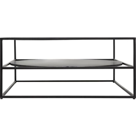 Table Basse Design Verre & Métal "Yoho" 90cm Noir
