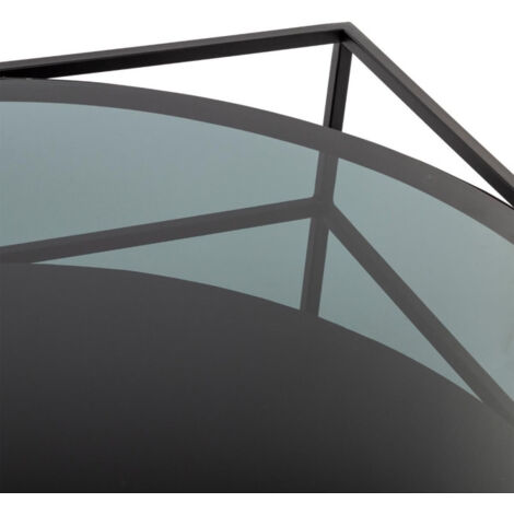 Table Basse Design Verre & Métal "Yoho" 90cm Noir