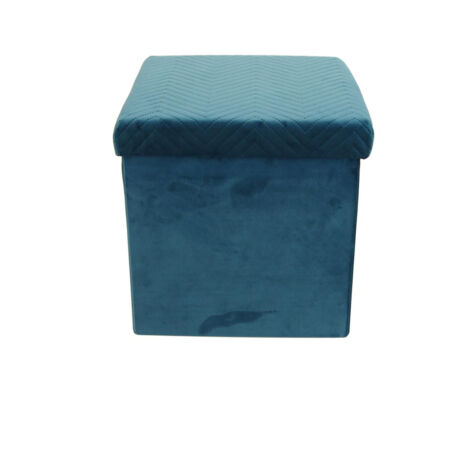 Pouf pliable H. 35 cm VELVET Bleu - Pouf - Poire Pouf pliable H. 35 cm VELVET Bleu - Pouf - Poire