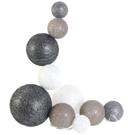 Guirlande Boules 10 Led "Multi Taille" 192cm Gris (1/3)