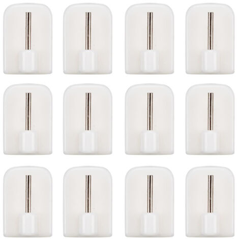 Paris Prix – Lot de 12 crochets adhésifs pour tringle à rideau – Dimensions 1,7 x 1,2 x 2,3 cm – Plastique blanc – Faciles à installer sans clous
