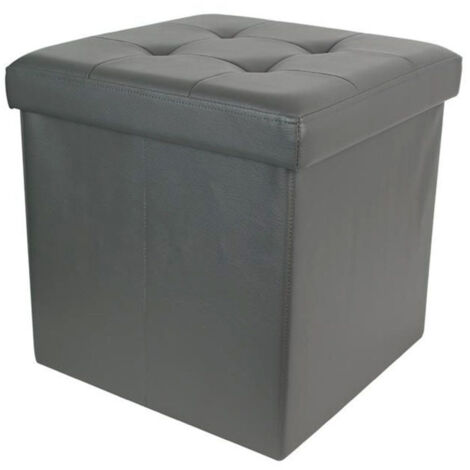 Pouf & Coffre de Rangement "Home Factory" 38cm Gris (1/2)