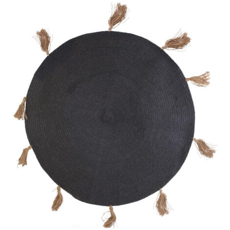 Tapis Rond à Pompons "Austin" 90cm Gris (1/5)