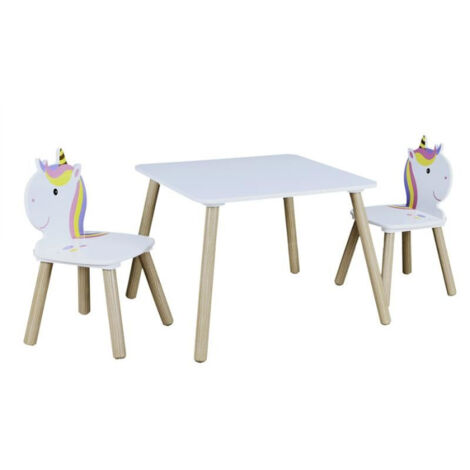 Table & 2 Chaises Enfant "Licorne Lily" 55cm Blanc (1/4)