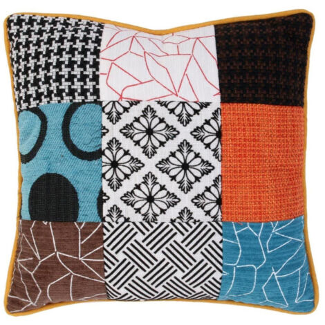 Paris Prix – Coussin décoratif carré patchwork 40x40cm en polyester – Multicolore – Déhoussable pour entretien facile