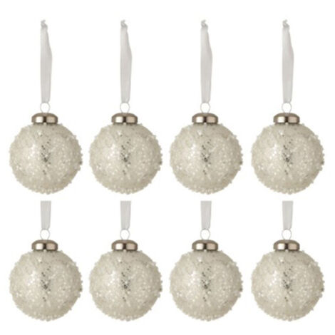 Lot de 8 Boules de Noël "Serenity" 6cm Argent (1/2)