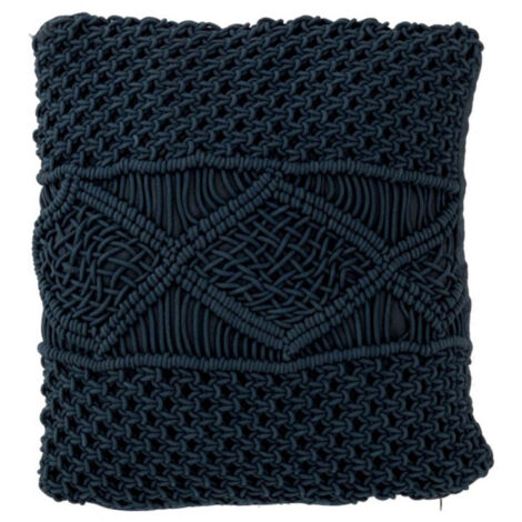 Coussin Carré Déco "Macramé" 45x45cm Bleu (1/4)