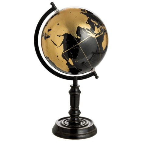 Globe sur Pied Déco "Bicolore" 41cm Noir & Or (1/2)