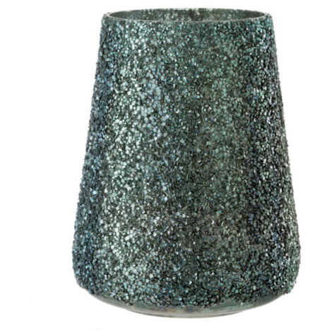 Photophore en Verre "Paillettes" 23cm Vert (1/3)