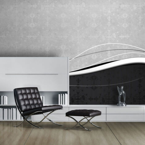 Papier Peint "Vagues en Noir & Blanc Vintage" 270x450cm (1/2)