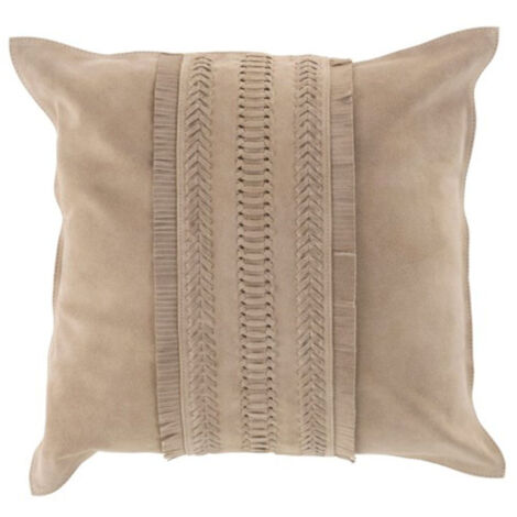 Coussin Déco Carré Cuir "India" 45x45cm Gris Clair (1/3)