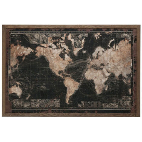 Tableau Déco à LED "Mappemonde" 175cm Noir (1/3)