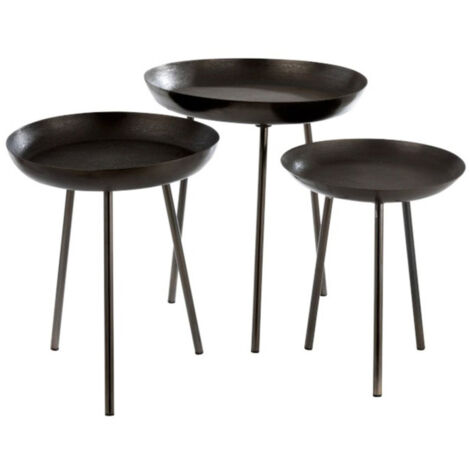 Lot de 3 Tables d'Appoint Rondes "Cario" 50cm Gris (1/2)