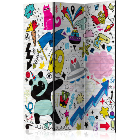 Paravent 3 Volets "Energetic Panda" 135x172cm (1/2)