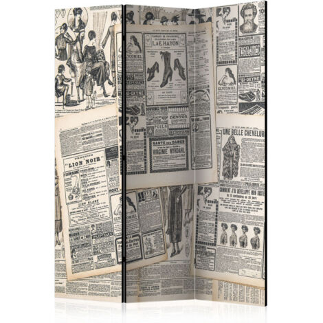 Paravent 3 Volets "Vintage Newspapers" 135x172cm (1/2)