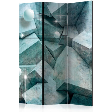 Paravent 3 Volets "Concrete Cubes Green" 135x172cm (1/2)