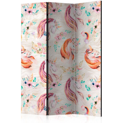 Paravent 3 Volets "Pastel Unicorns" 135x172cm (1/2)