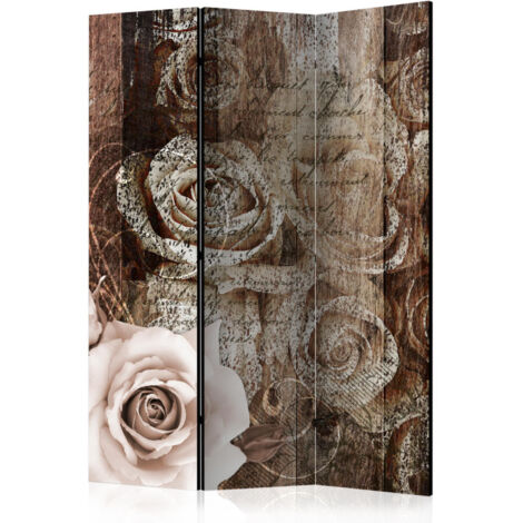 Paravent 3 Volets "Old Wood & Roses" 135x172cm (1/2)