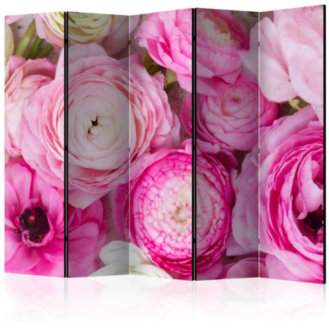 Paravent 5 volets - Pink Flowers II [Room Dividers] - 225x172 | Leroy