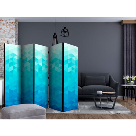 Paravent 5 Volets Mountain Lake 172x225cm - Paysage Bois - Neuf Paris Prix