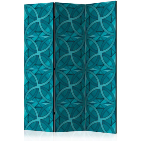 Paravent 3 Volets "Geometric Turquoise" 135x172cm (1/2)
