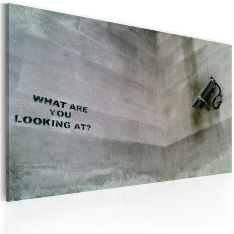 Tableau "Qu'est Ce Que Tu Regardes - Banksy" 40x60cm (1/2)