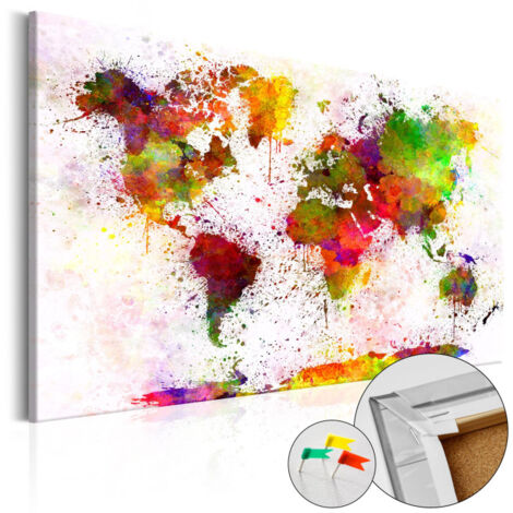 Tableau en Liège "Carte du Monde - Artistic World" 40 x 60 cm (1/2)